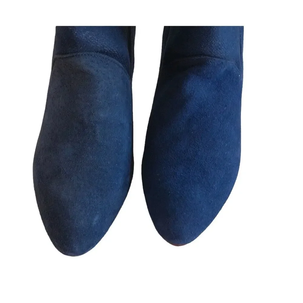 Vintage 70s Candie's Denim Western Boots Blue Knee High Size 6.5 New